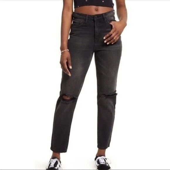 BP‎ DISTRESSED MOM JEANS BLACK 26 GRUNGE - Picture 2 of 16
